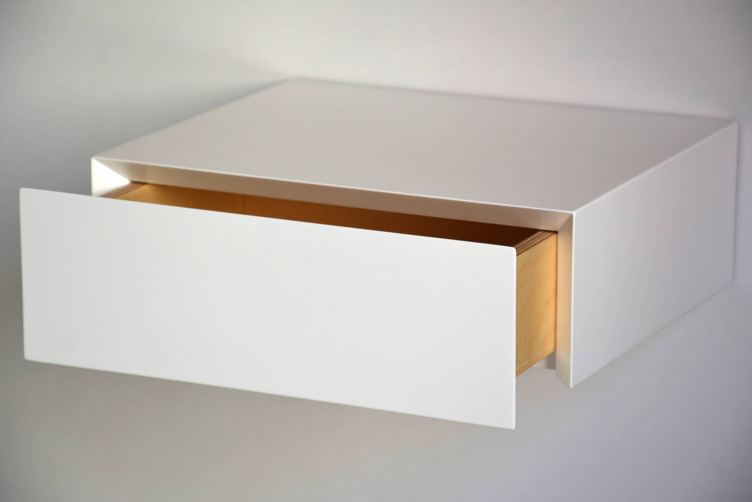 Minimalistischer Schwebender Nachttisch in Weiß