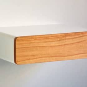 Runder Schwebender Nachttisch mit Holzfront