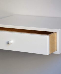 Klassischer schwebender Nachttisch mit weißer Front ausgezogen