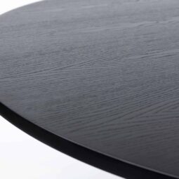 Alois runder Esstisch 110 cm schwarze Tischplatte mit schwarzen Kanten