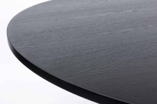 Alois runder Esstisch 110 cm schwarze Tischplatte mit schwarzen Kanten