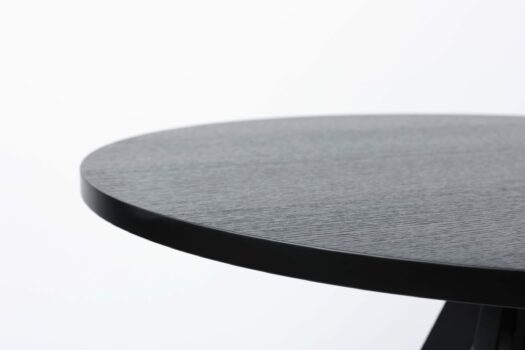 Runder Esstisch Alois 75 cm schwarze Tischplatte Eschenfurnier